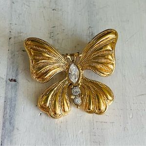 Vintage Monet crystal butterfly brooch